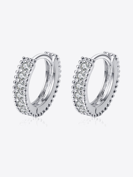 Women 925 Sterling Silver Inlaid Moissanite Huggie Earrings
