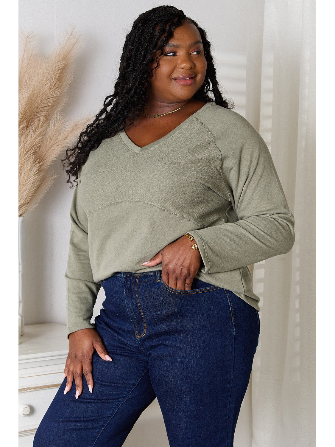 NicholesGifts Women Culture Code Full Size V-Neck Long Sleeve T-Shirt NicholesGifts