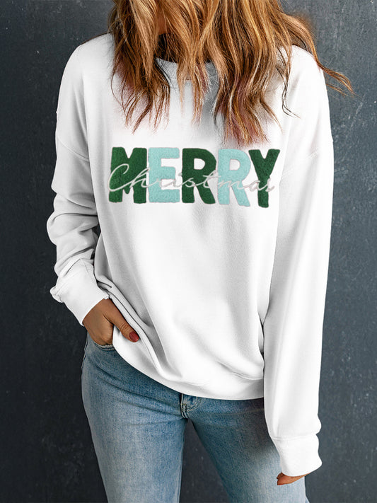 MERRY CHRISTMAS Contrast Long Sleeve Sweatshirt NicholesGifts