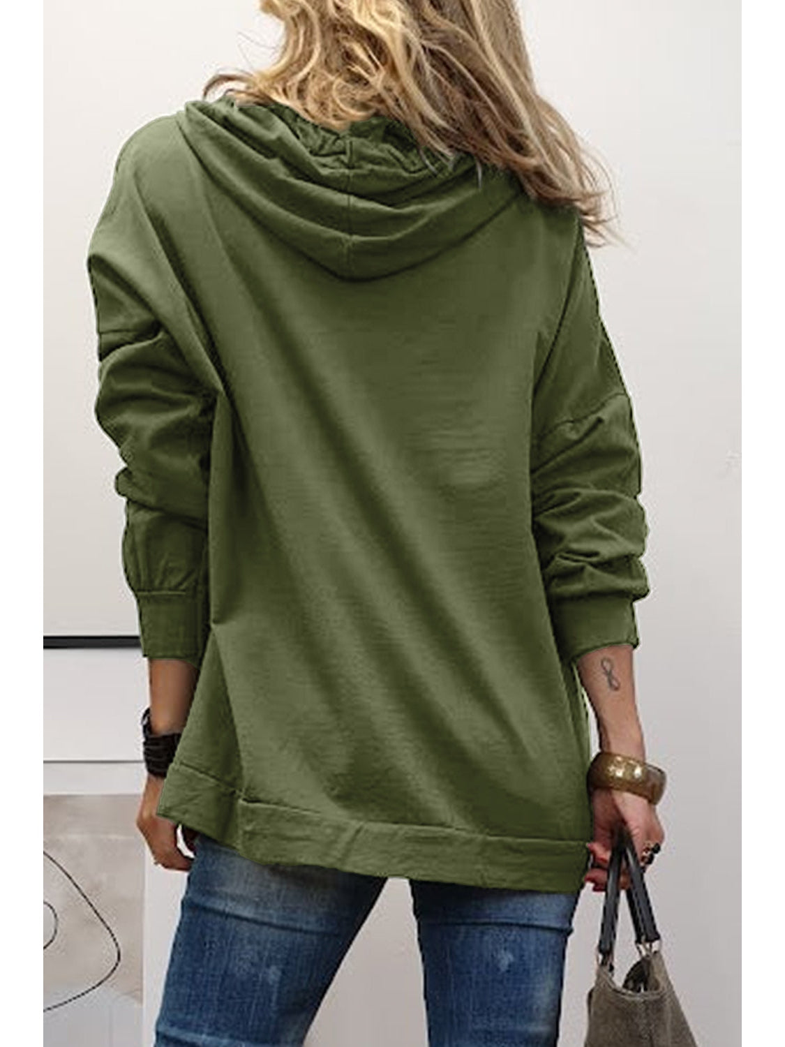 LOVE Drawstring Dropped Shoulder Hoodie NicholesGifts