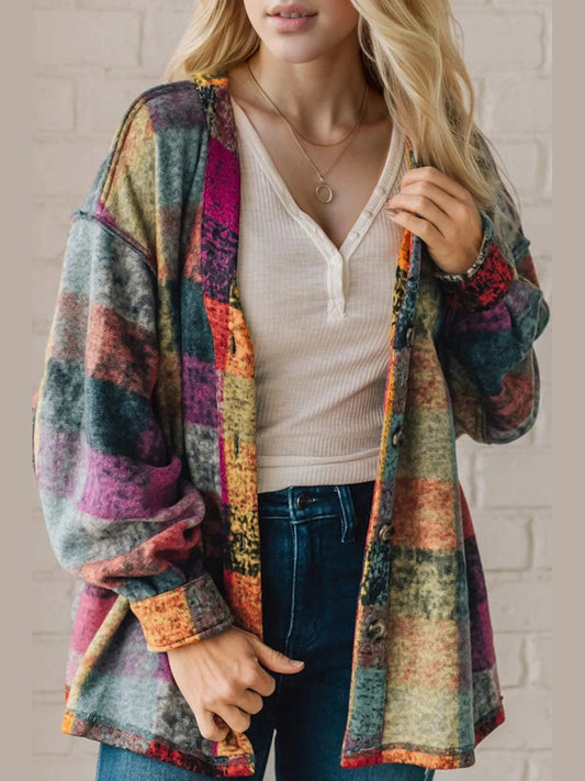 Double Take Full Size Exposed Seam Button Up Fleece Shacket Trendsi