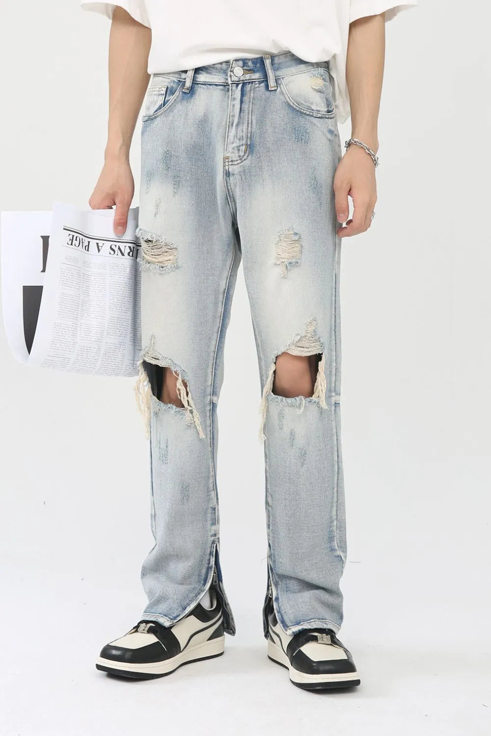 Men's Distressed Slit Jeans