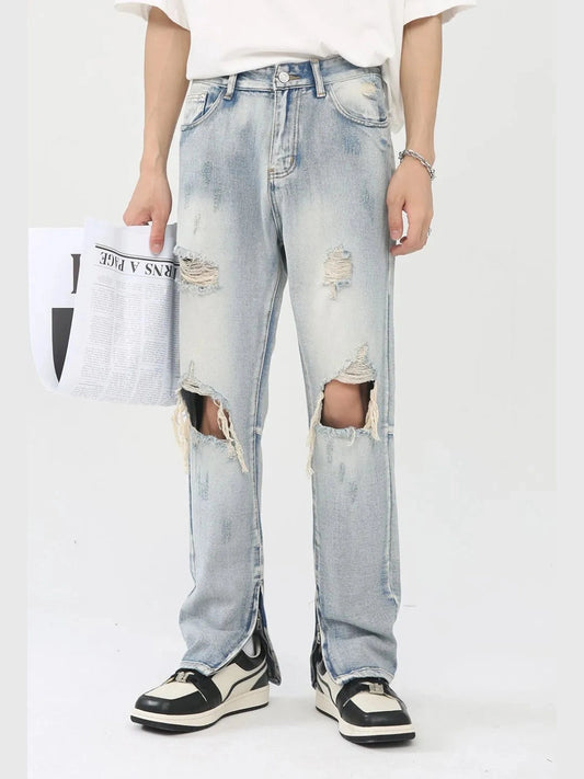 Men's Distressed Slit Jeans Trendsi