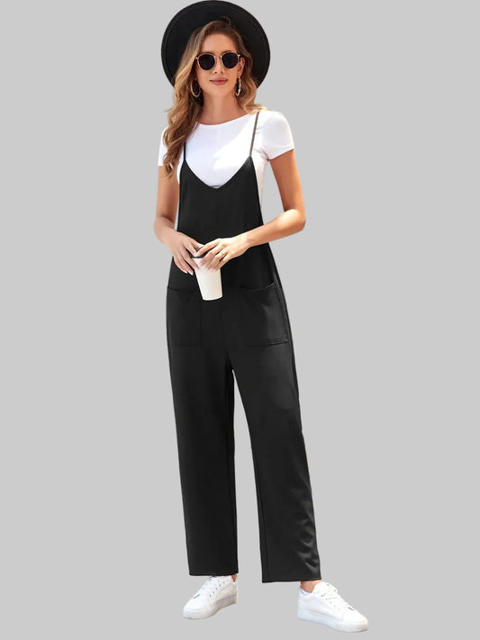 Pocketed Spaghetti Strap Wide Leg Jumpsuit nicholesgifts