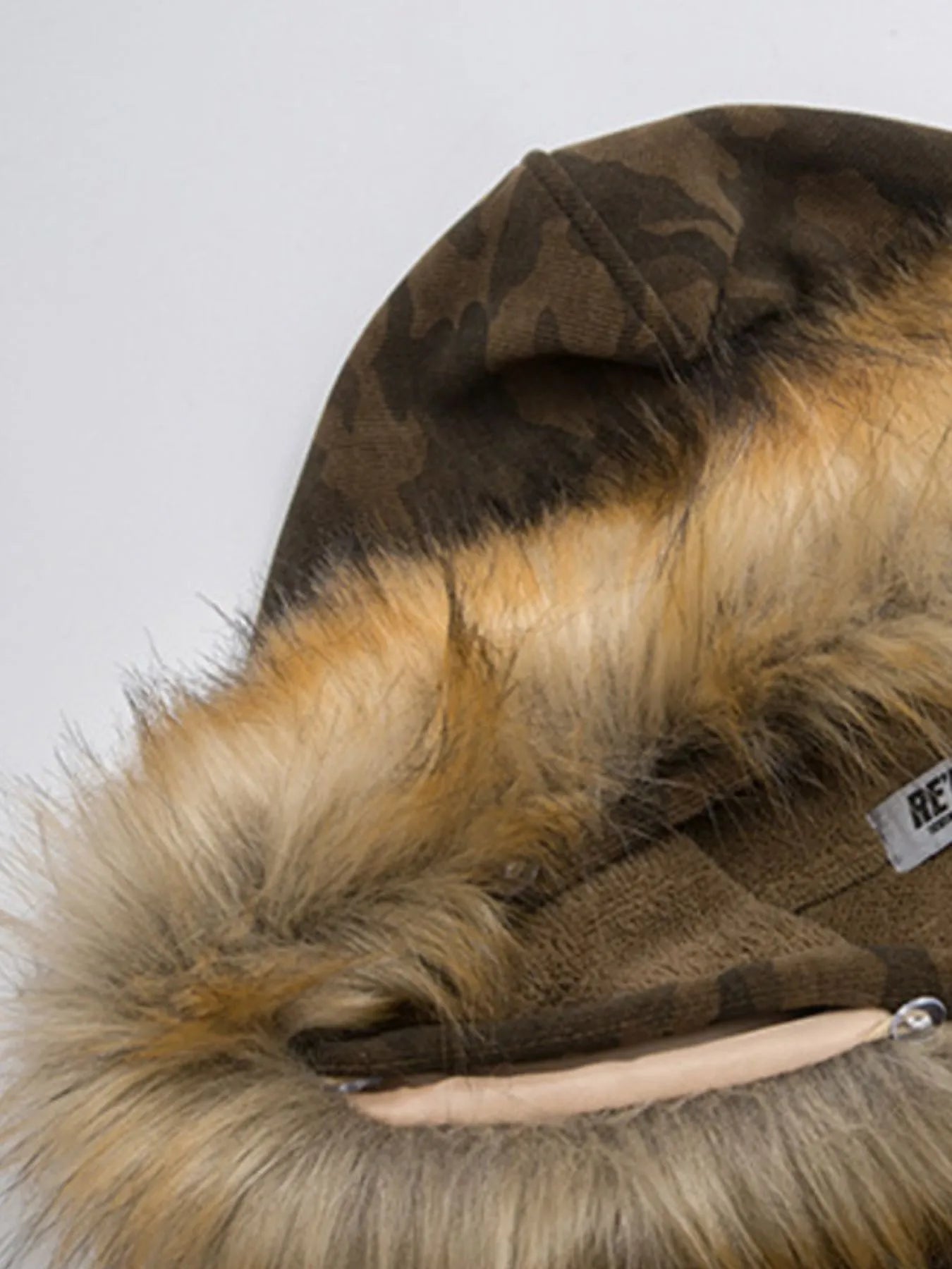 Men's Camouflage Faux Fur Hood Jacket Trendsi