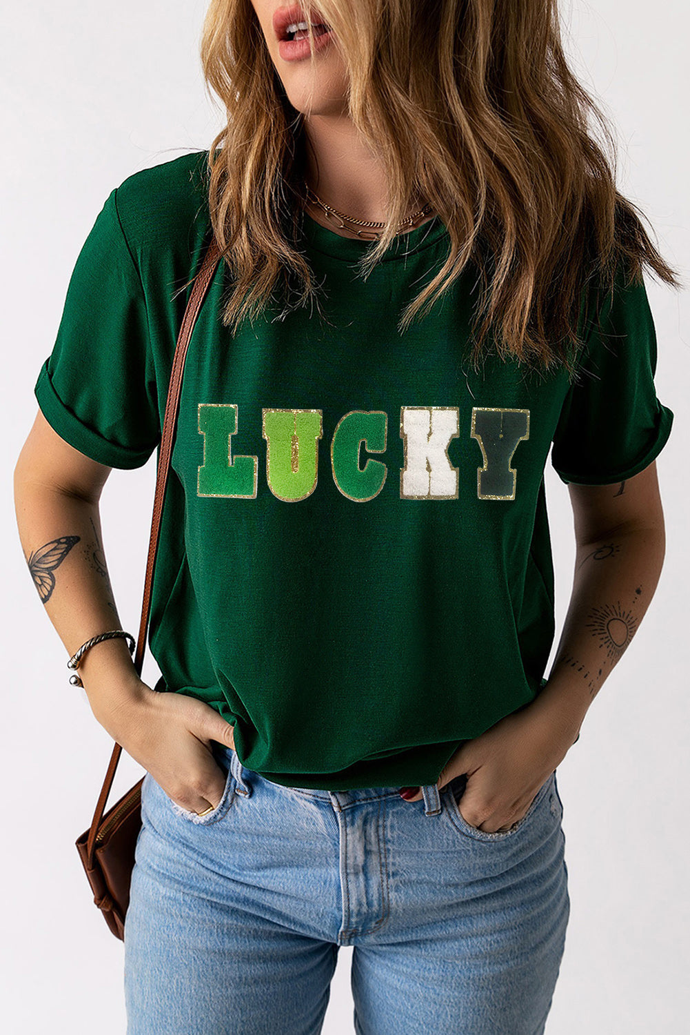 LUCKY Round Neck Short Sleeve T-Shirt NicholesGifts