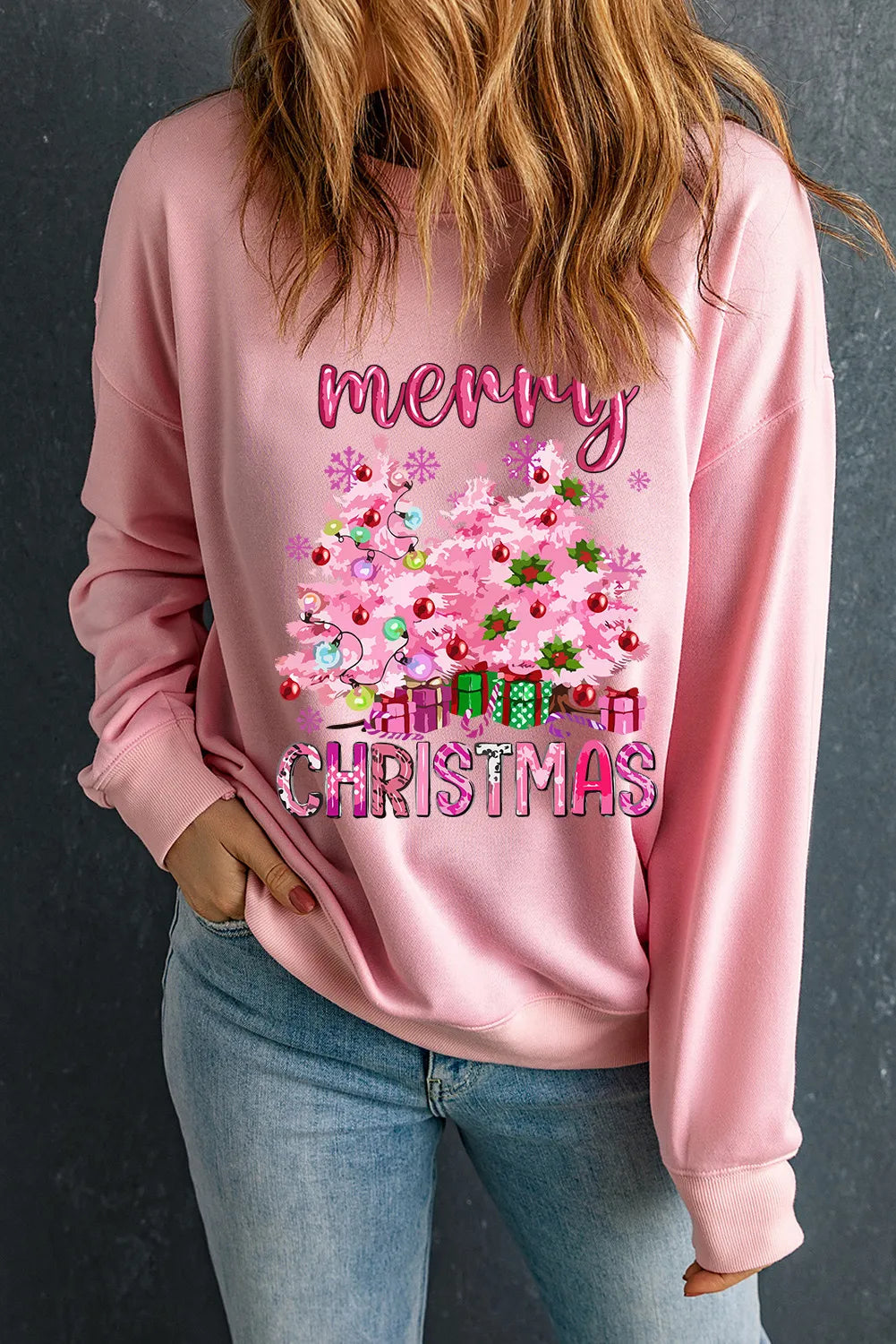 NicholesGifts Women MERRY CHRISTMAS Long Sleeve Sweatshirt NicholesGifts