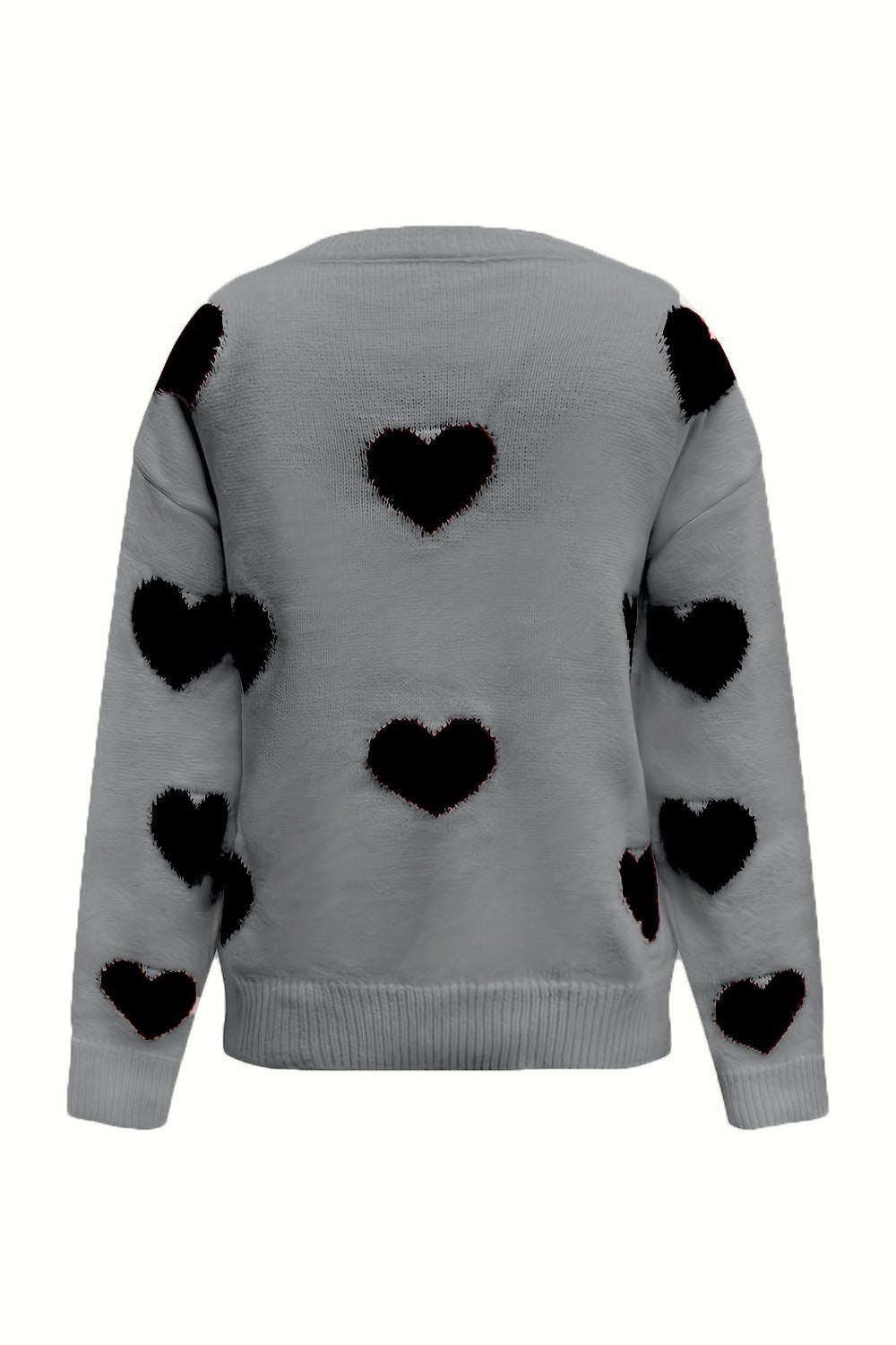 NicholesGifts Women Valentine’s Day Heart Round Neck Long Sleeve Sweater NicholesGifts