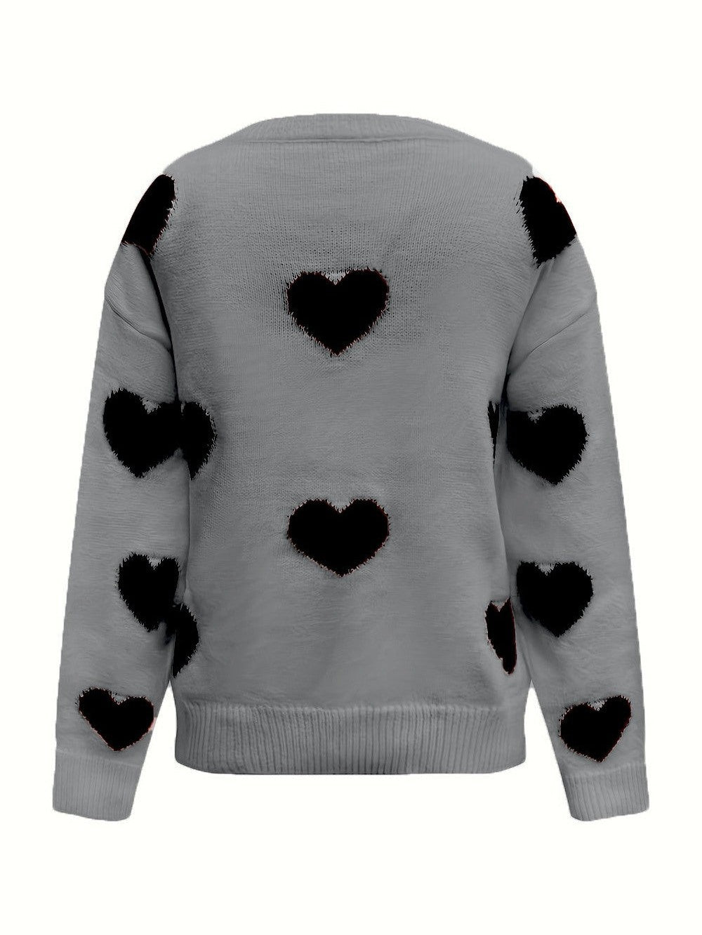 Women Valentine’s Day Heart Round Neck Long Sleeve Sweater nicholesgifts
