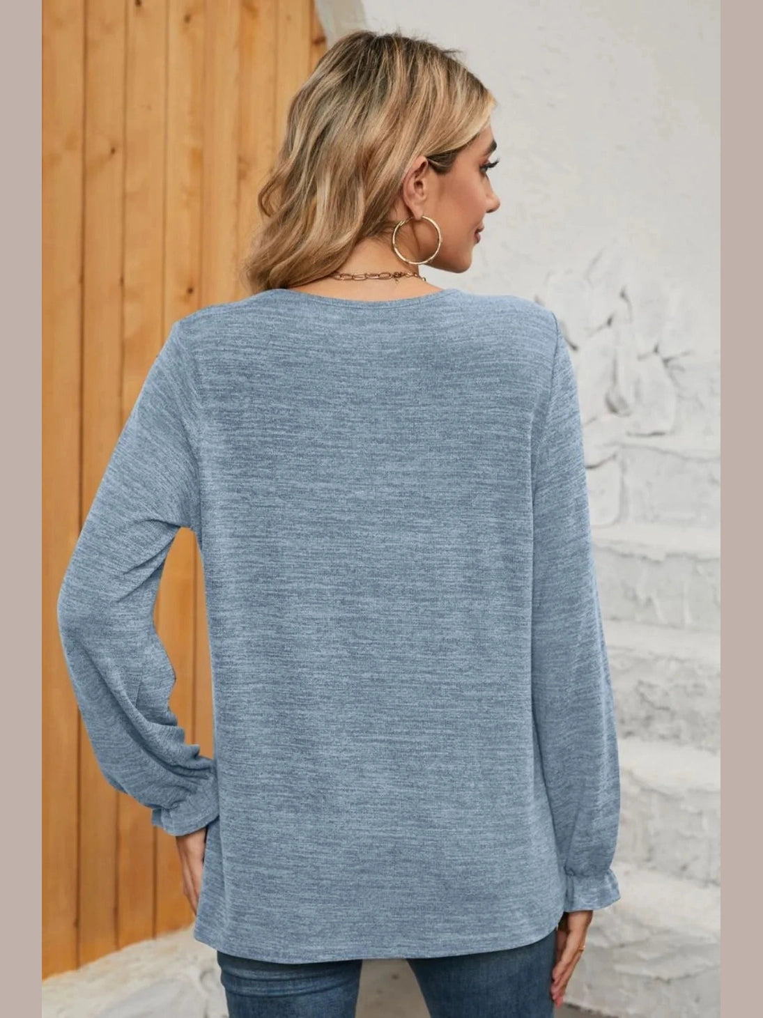 Ruched Round Neck Flounce Sleeve T-Shirt NicholesGifts