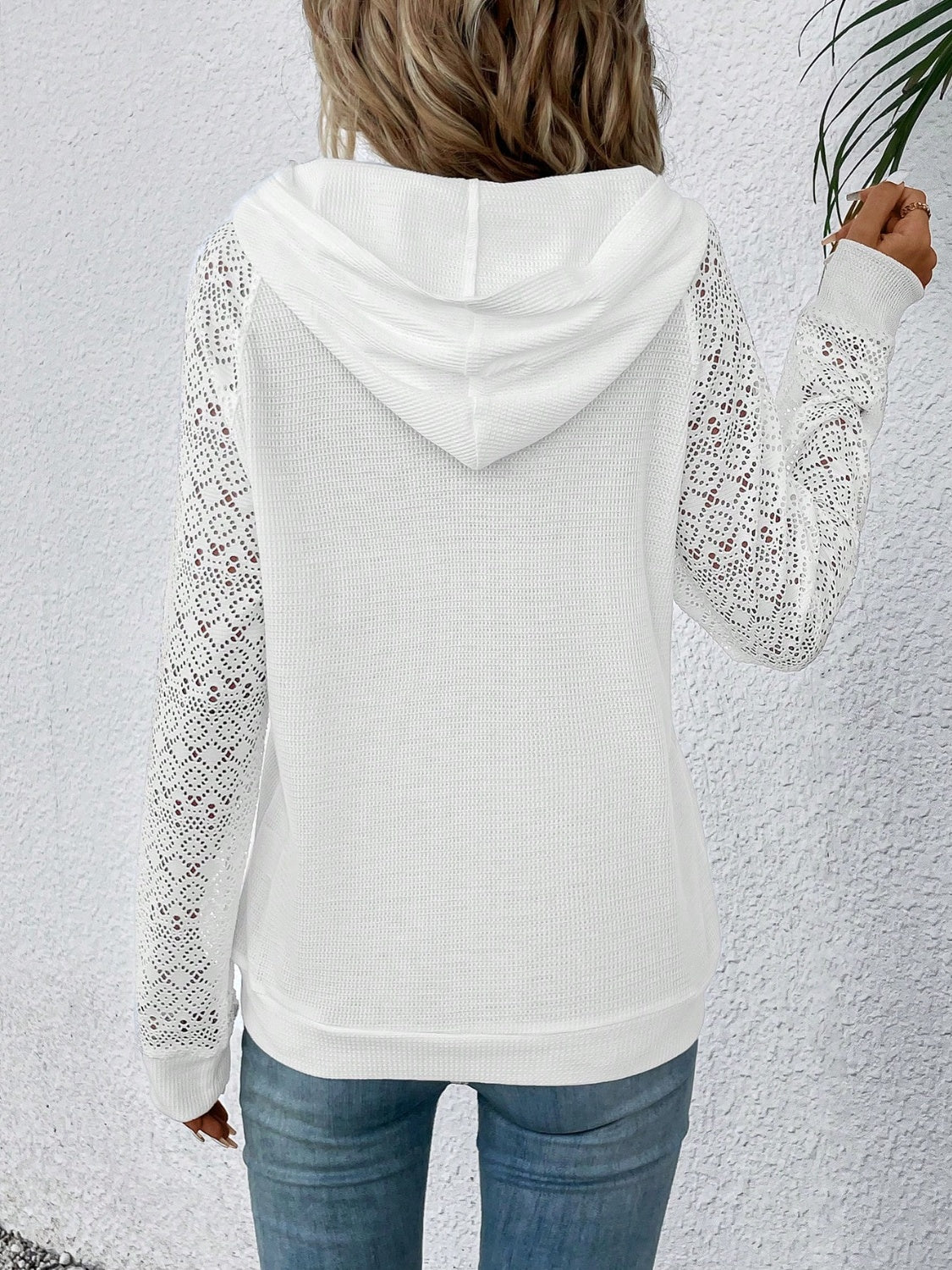 NicholesGifts Women Waffle-Knit Long Sleeve Hoodie NicholesGifts