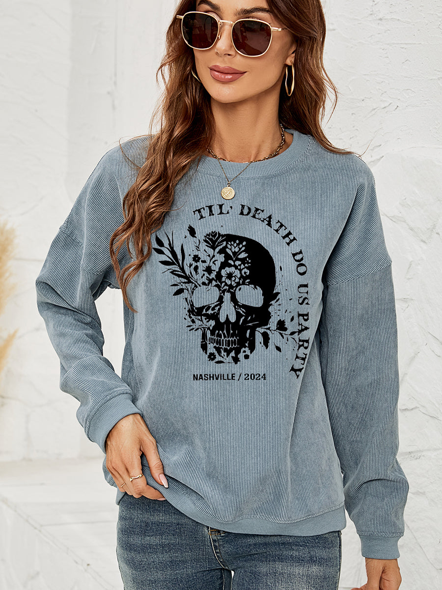 Women Skull Graphic Dropped Shoulder Sweatshirt NicholesGifts