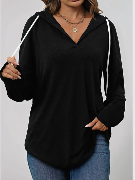 Full Size Drawstring Long Sleeve Hoodie Plus Size Trendsi