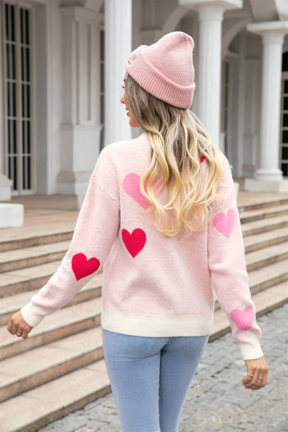 NicholesGifts Women Angel Wings Heart Round Neck Drop Shoulder Sweater NicholesGifts