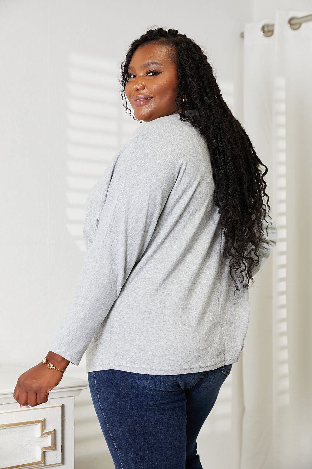 Double Take Seam Detail Round Neck Long Sleeve Top NicholesGifts