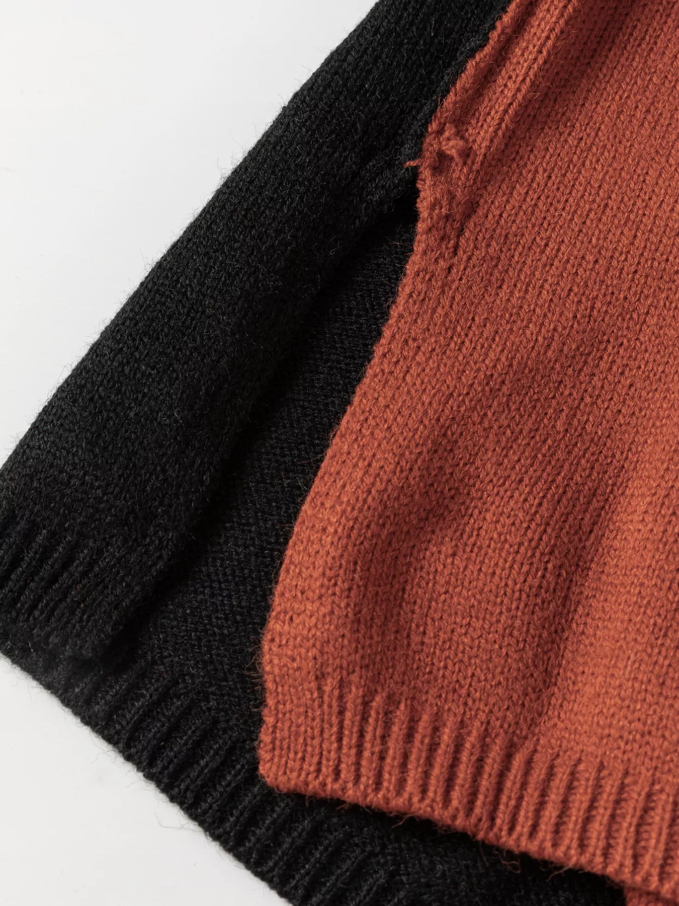 Color Block Turtleneck Drop Shoulder Knit Sweater