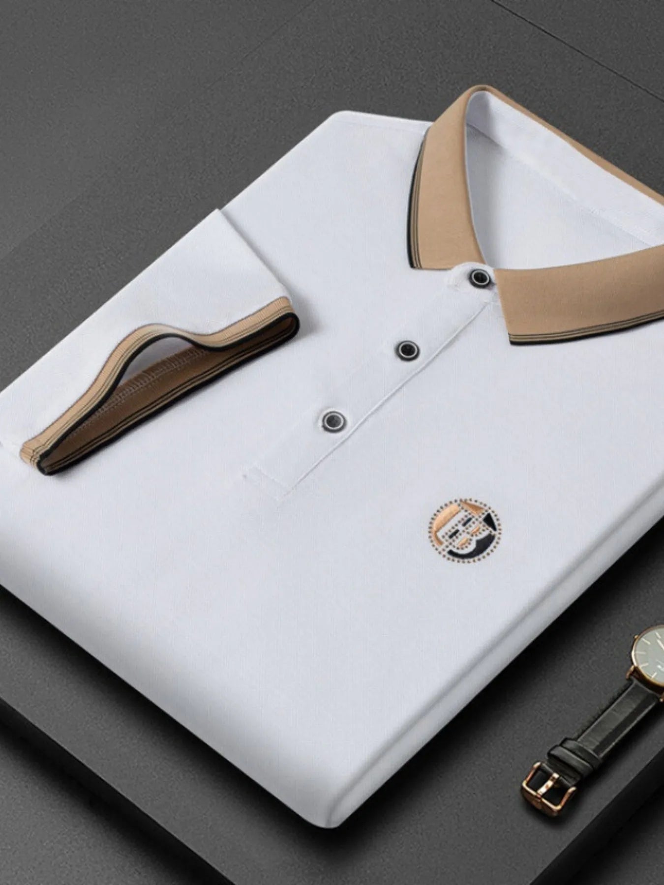 Men's Plus Size Contrast Collar Short Sleeve Polo Shirt