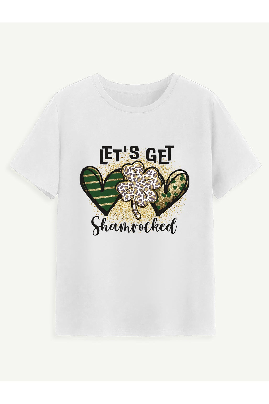Women Lucky Clover Round Neck Short Sleeve T-Shirt NicholesGifts
