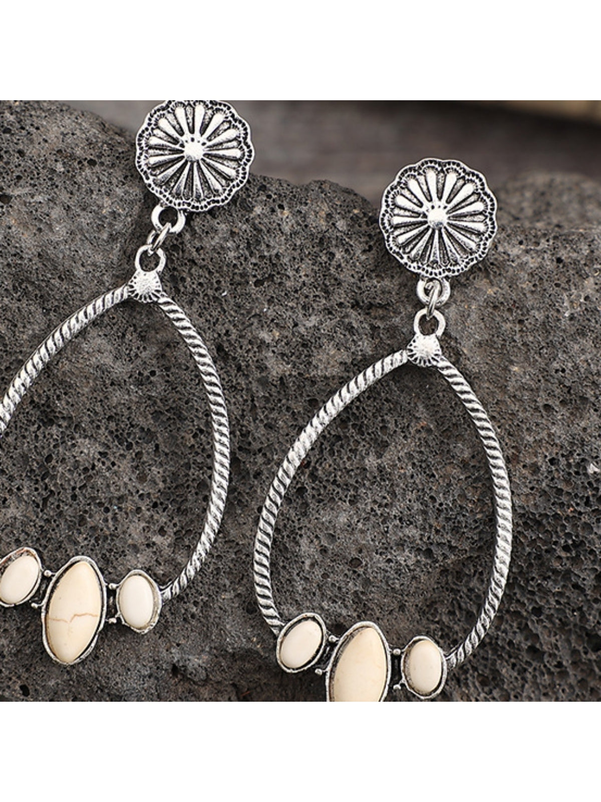 Women Artificial Turquoise Teardrop Earrings