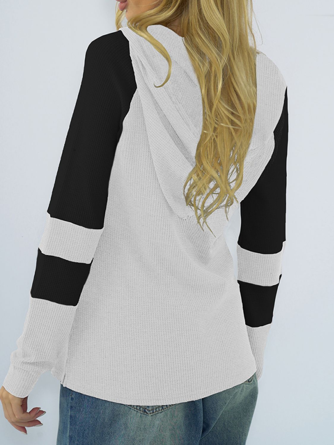 NicholesGifts Women Shiny Waffle-Knit Raglan Sleeve Zipper Front Hoodie NicholesGifts