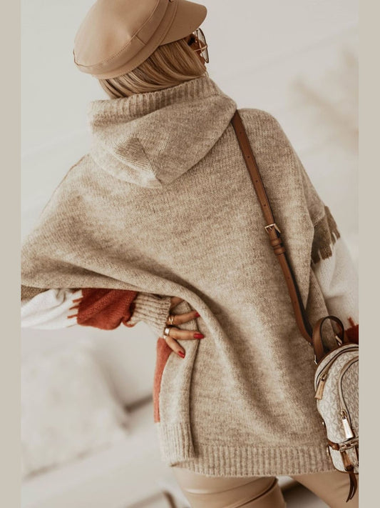 NicholesGifts Women Color Block Kangaroo Pocket Hooded Sweater NicholesGifts