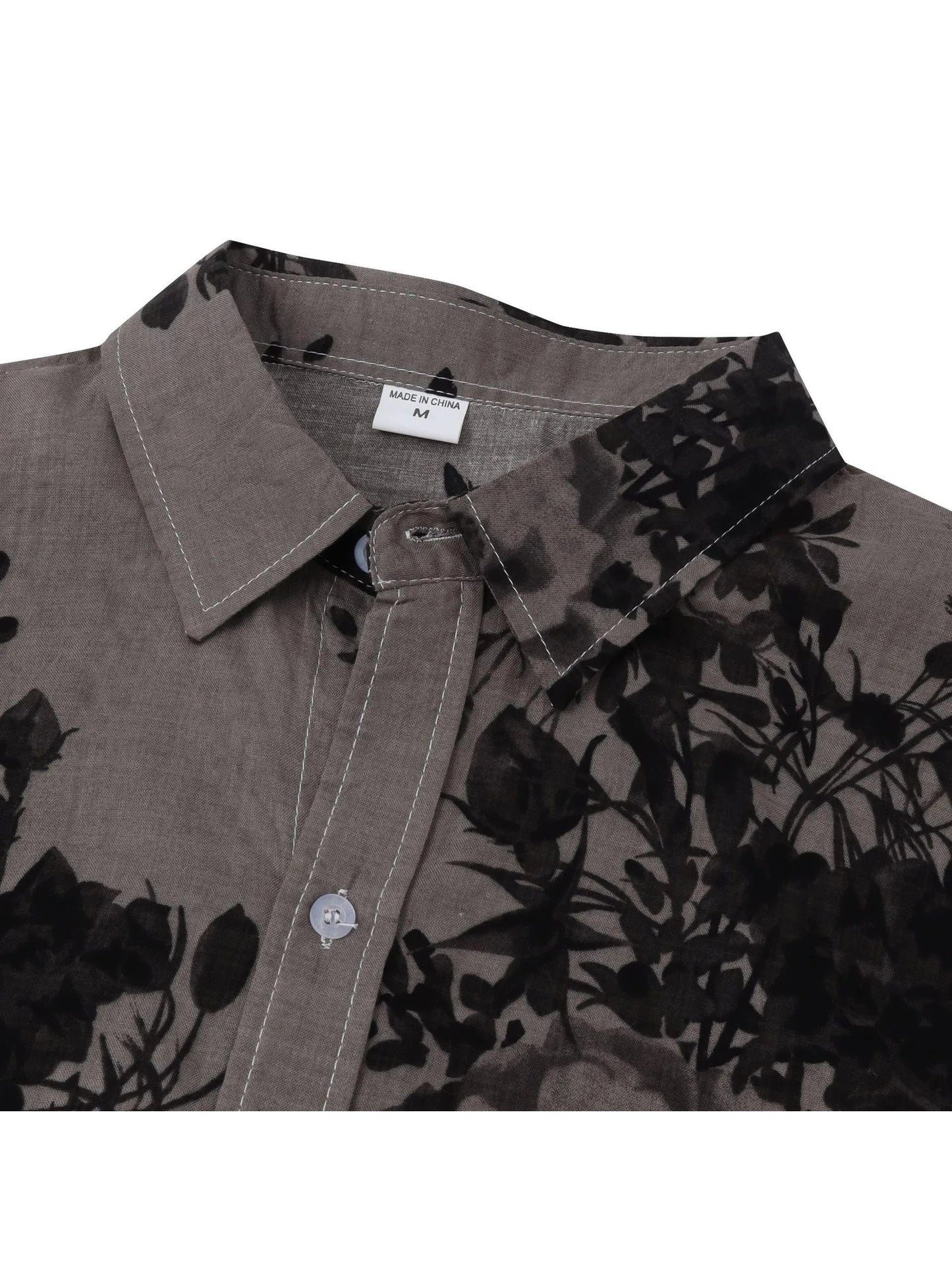 Men's Plus Size Printed Short Sleeve Button Down Casual Shirt Trendsi