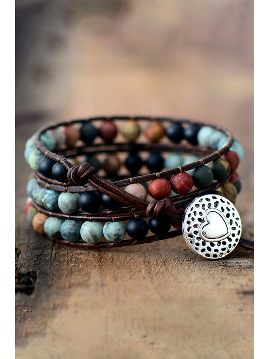 Handmade Triple Layer Beaded Agate Bracelet