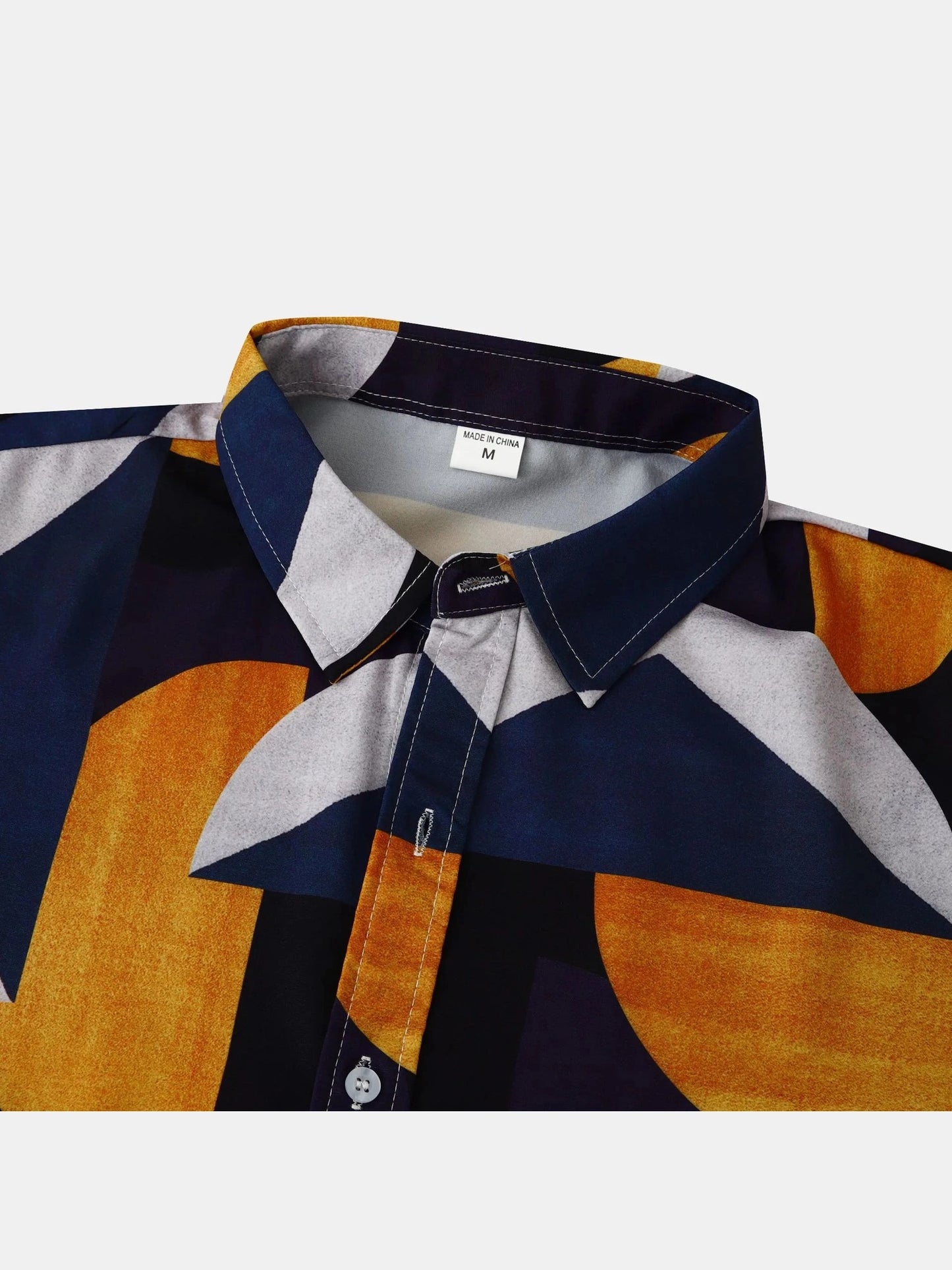 Men's Plus Size Geometric Print Short Sleeve Button-Up Casual Shirt Trendsi