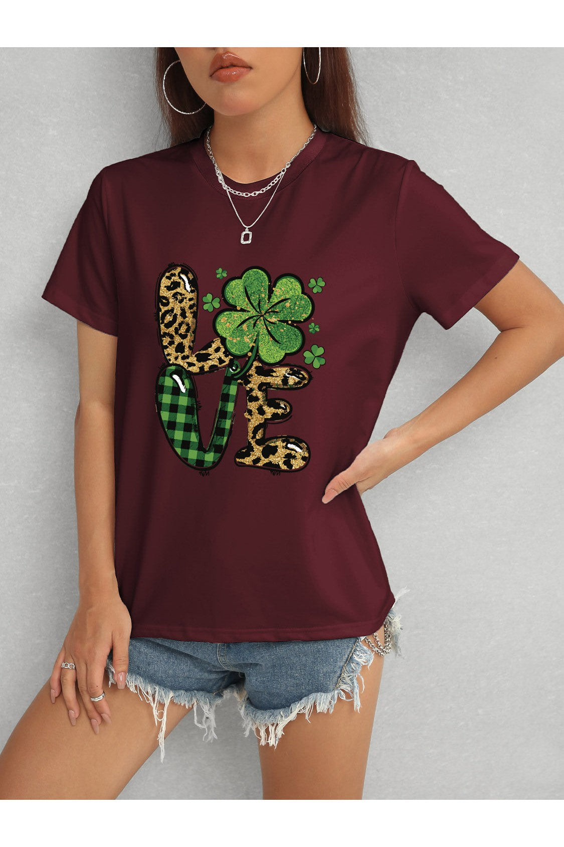 Women LOVE Round Neck Short Sleeve T-Shirt NicholesGifts