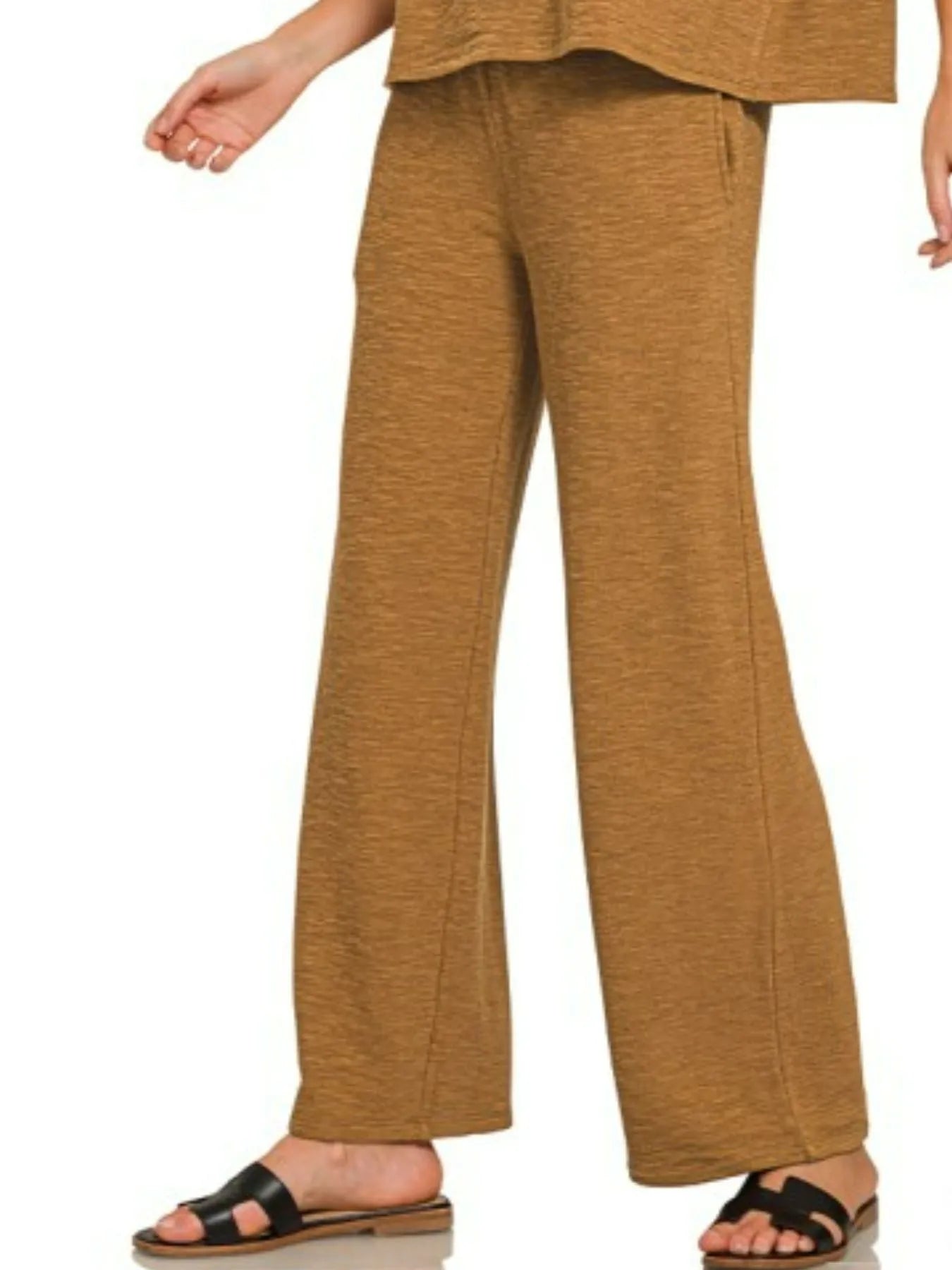 Zenana Slub Short Sleeve T-Shirt and Pants Set NicholesGifts