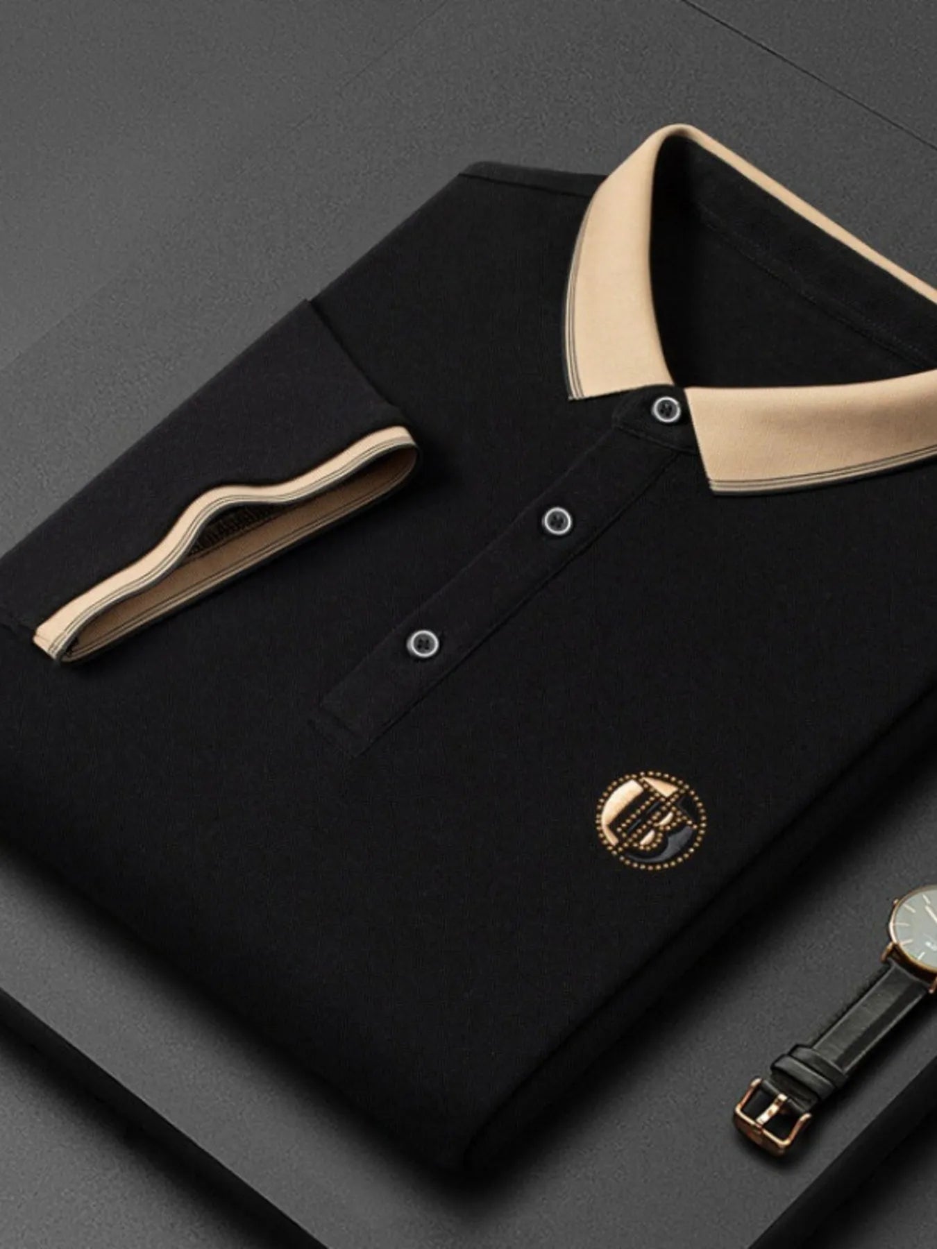 Men's Plus Size Contrast Collar Short Sleeve Polo Shirt