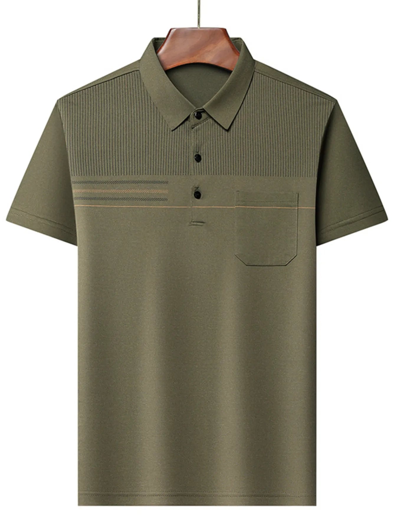 Men's Plus Size Classic Textured Stripe Casual Polo Shirt