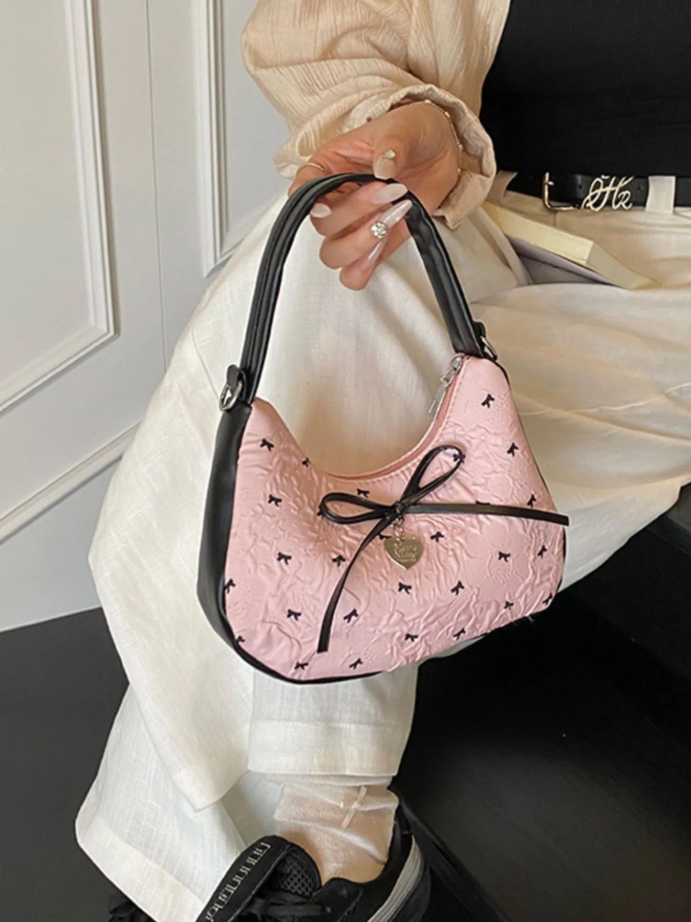 Printed Bow Shoulder Bag Trendsi