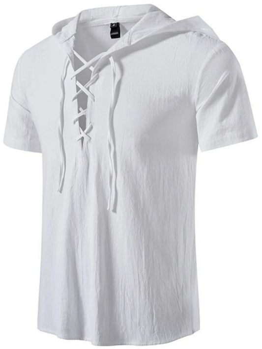 Men's Full Size Casual Lace-Up Hooded Top Plus Size NicholesGifts