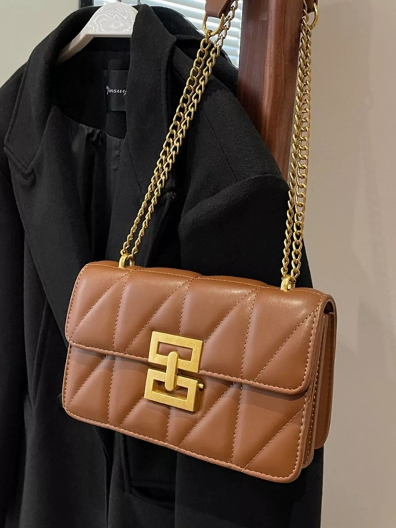 Quilted Flap Chain Crossbody Bag nicholesgifts