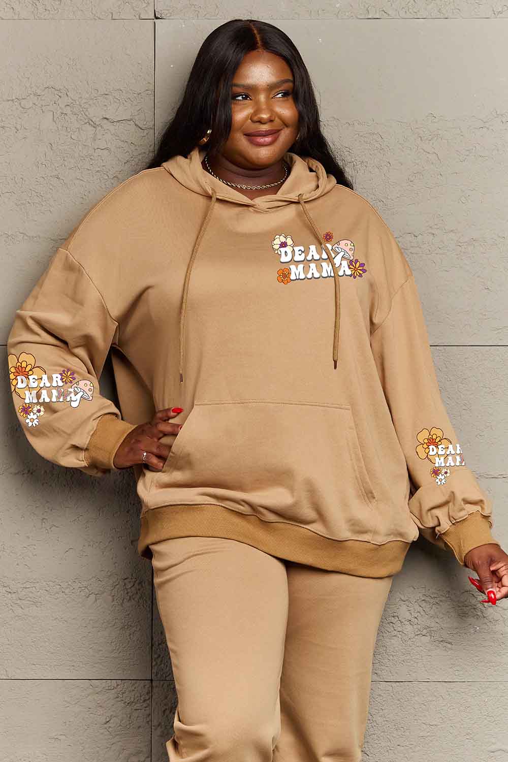 Simply Love Simply Love Full Size DEAR MAMA Flower Graphic Hoodie Trendsi