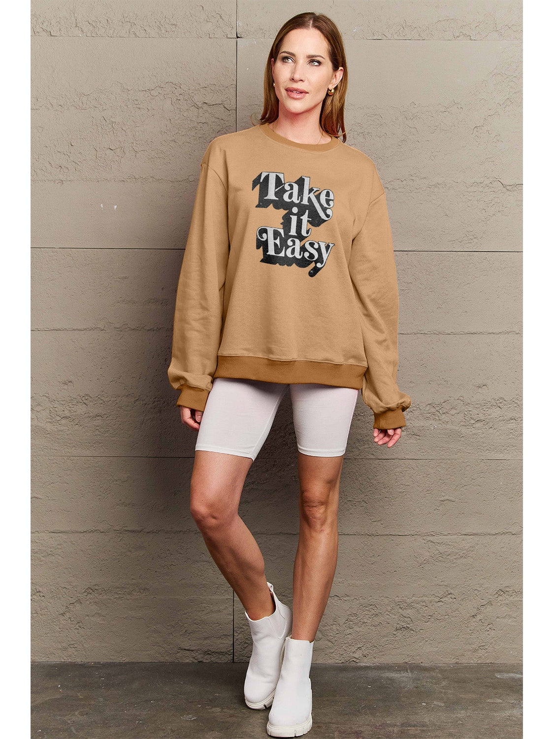Simply Love Full Size TAKE IT EASY Graphic Sweatshirt NicholesGifts