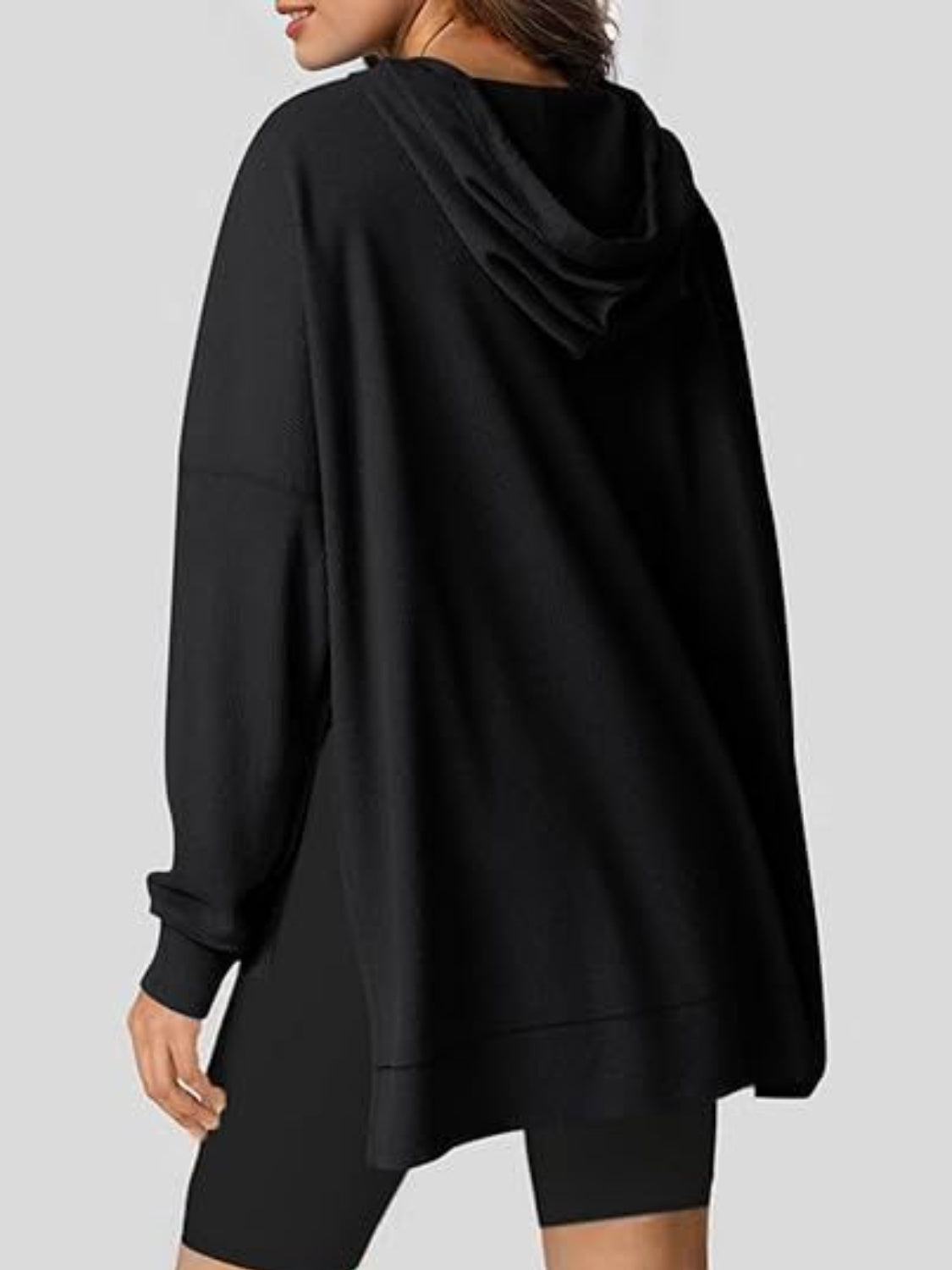 NicholesGifts Women Drawstring Slit Long Sleeve Hoodie NicholesGifts