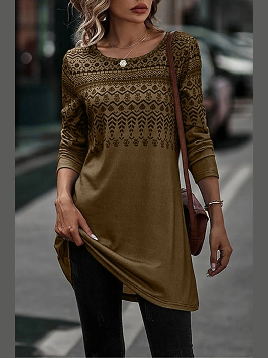 Printed Round Neck Long Sleeve T-Shirt NicholesGifts