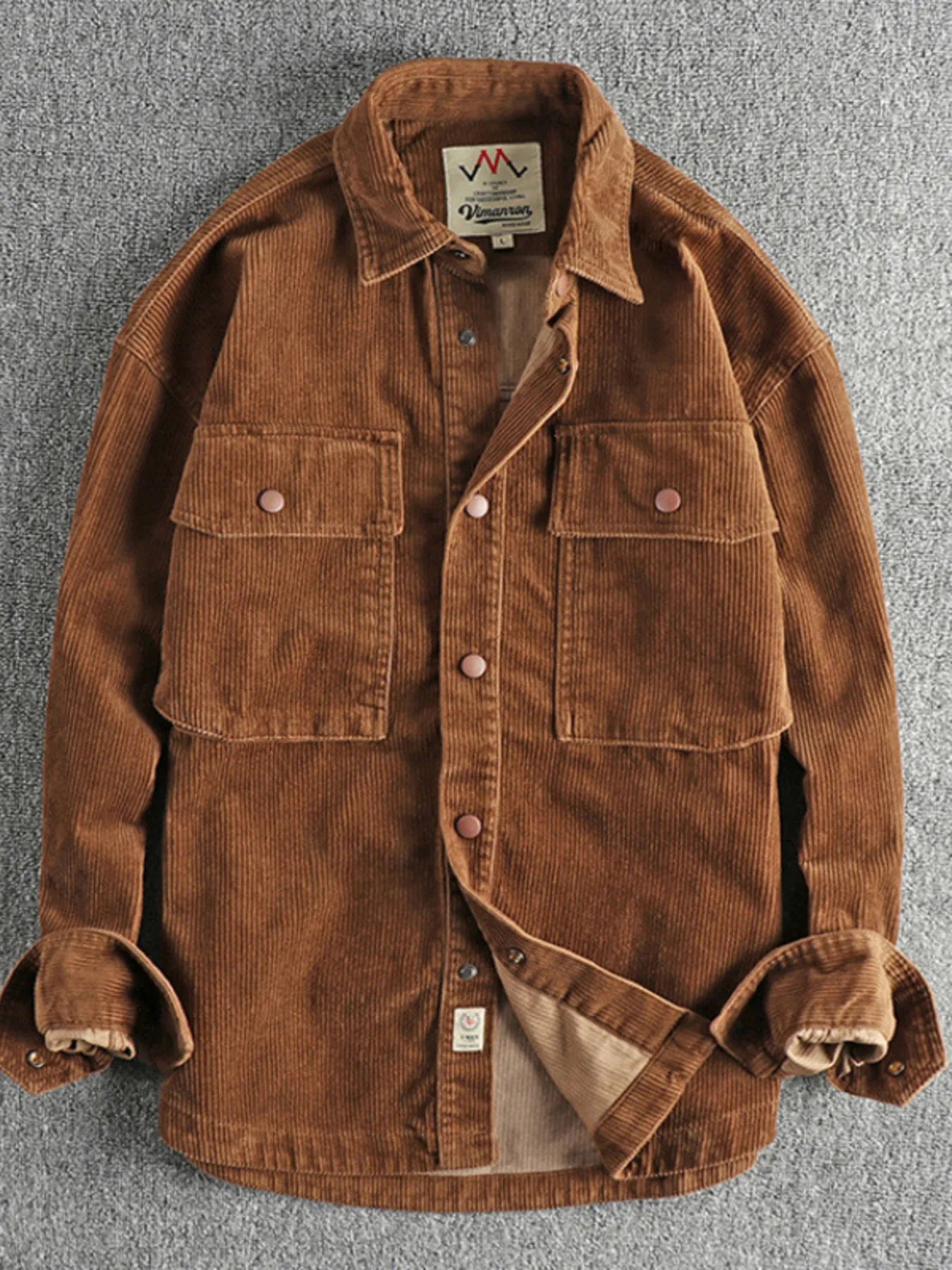 Men's Plus Size Corduroy Button Up Long Sleeve Jacket Trendsi