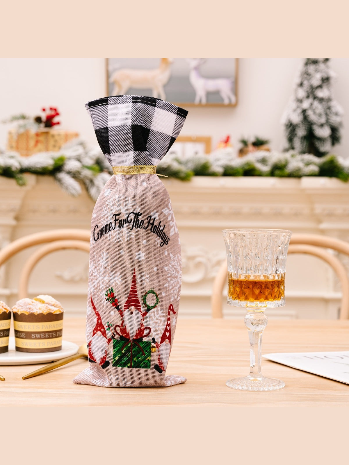 2-Piece Christmas Plaid Wine Bottle Covers NicholesGifts