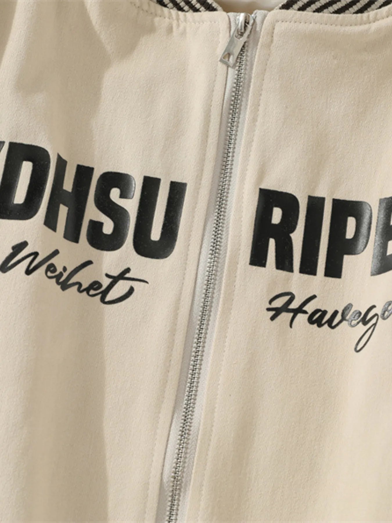 Men's Striped Hem Zip Up Jacket Trendsi