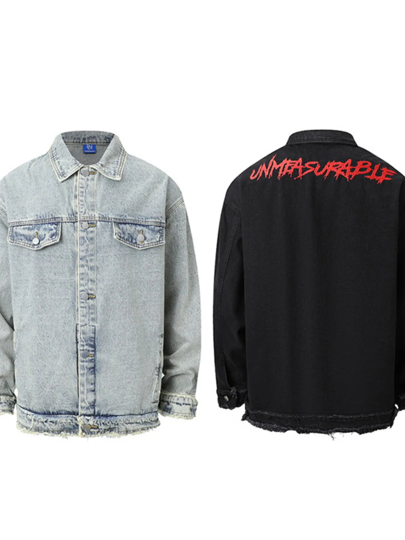 Men's Raw Hem Long Sleeve Denim Jacket Trendsi