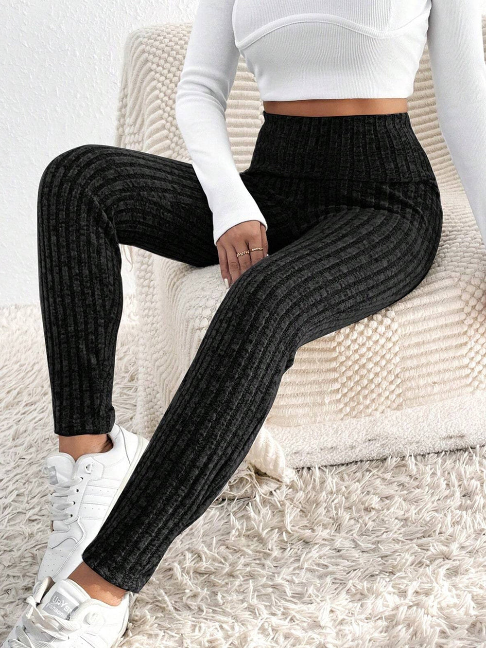 Women Ribbed High Waist Leggings nicholesgifts