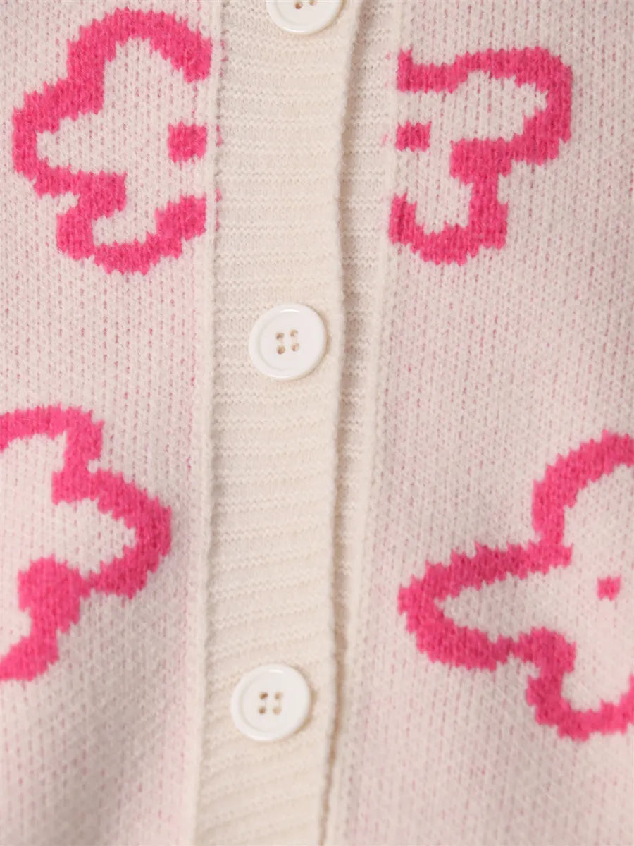 Floral Pattern Button-Up Cardigan