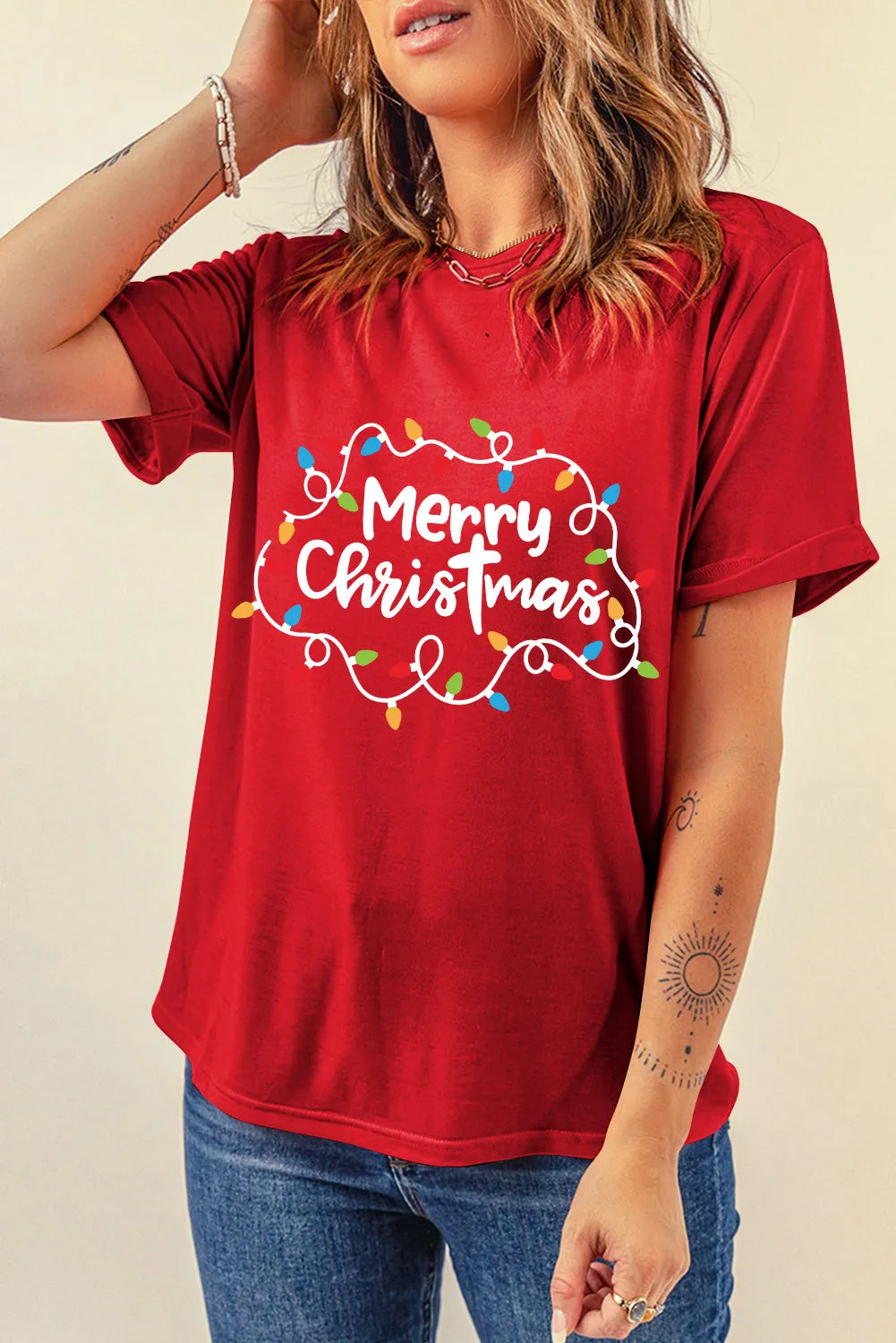 MERRY CHRISTMAS Round Neck Short Sleeve T-Shirt NicholesGifts