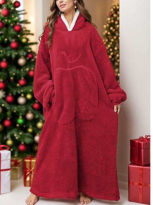 Pocketed Contrast Long Sleeve Hooded Lounge Dress