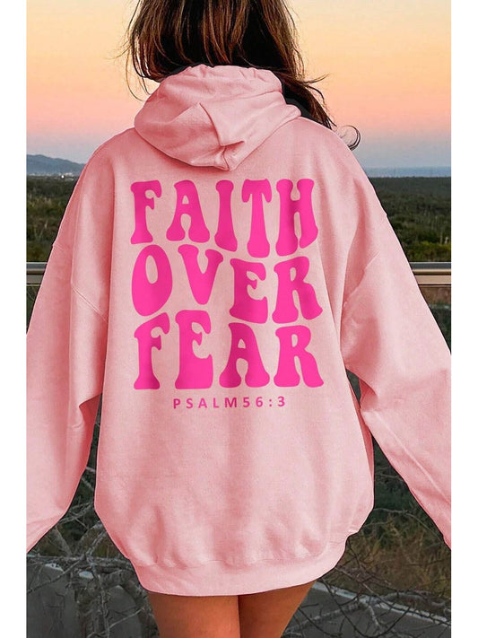 Women Faith Over Fear Dropped Shoulder Hoodie