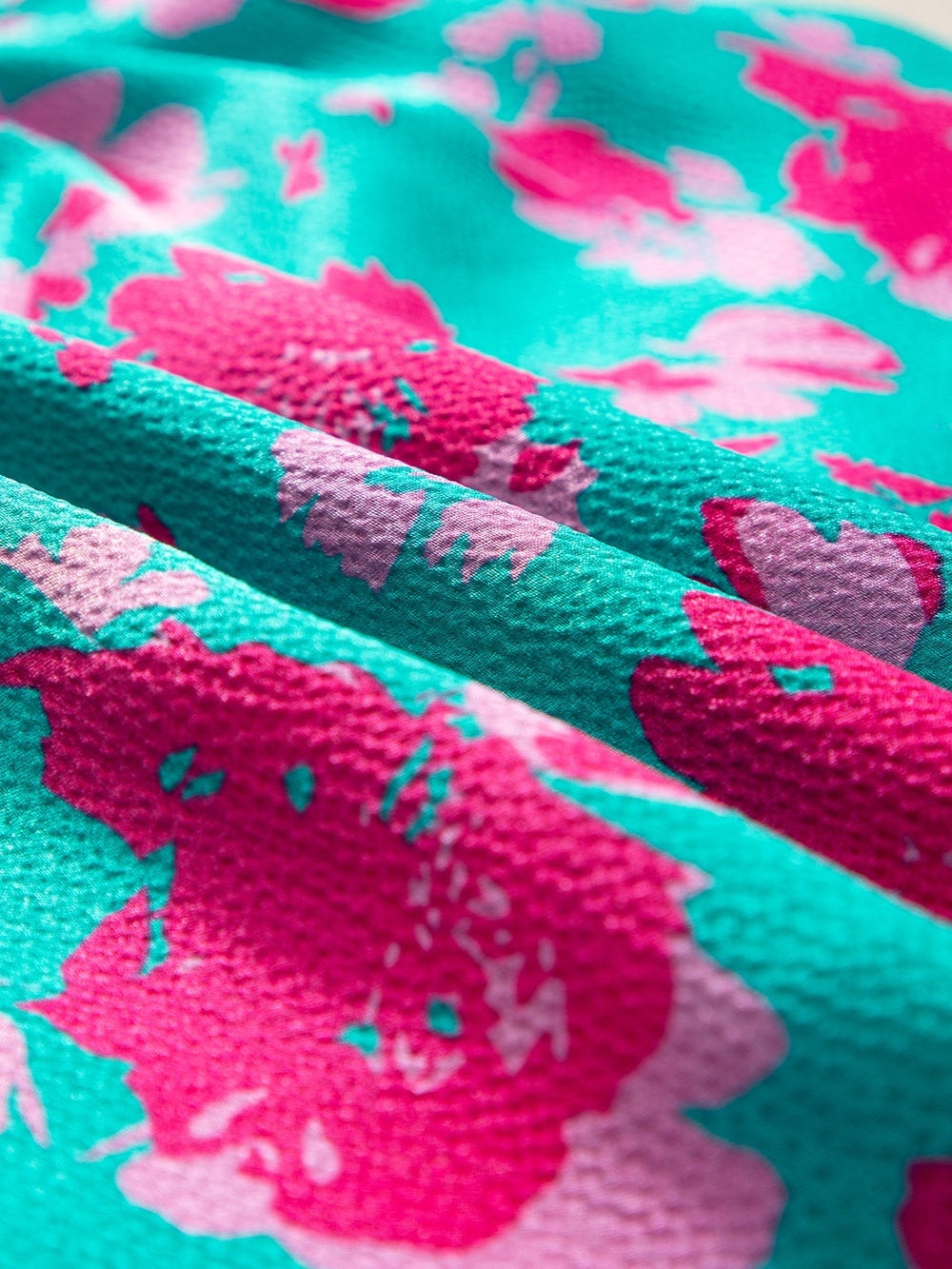 Full Size Ruffled Printed Mock Neck Cap Sleeve Blouse NicholesGifts