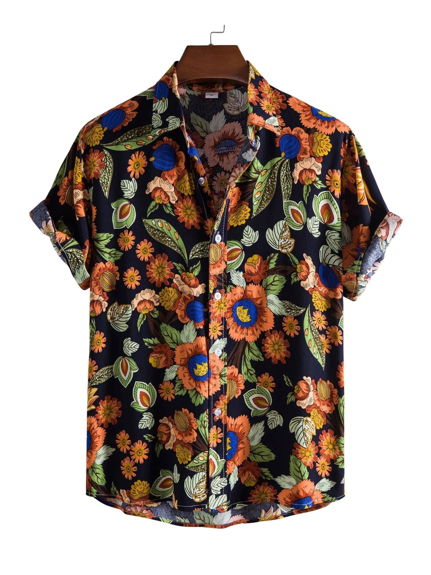 Men's Plus Size Floral Print Short Sleeve Hawaiian Shirt Trendsi